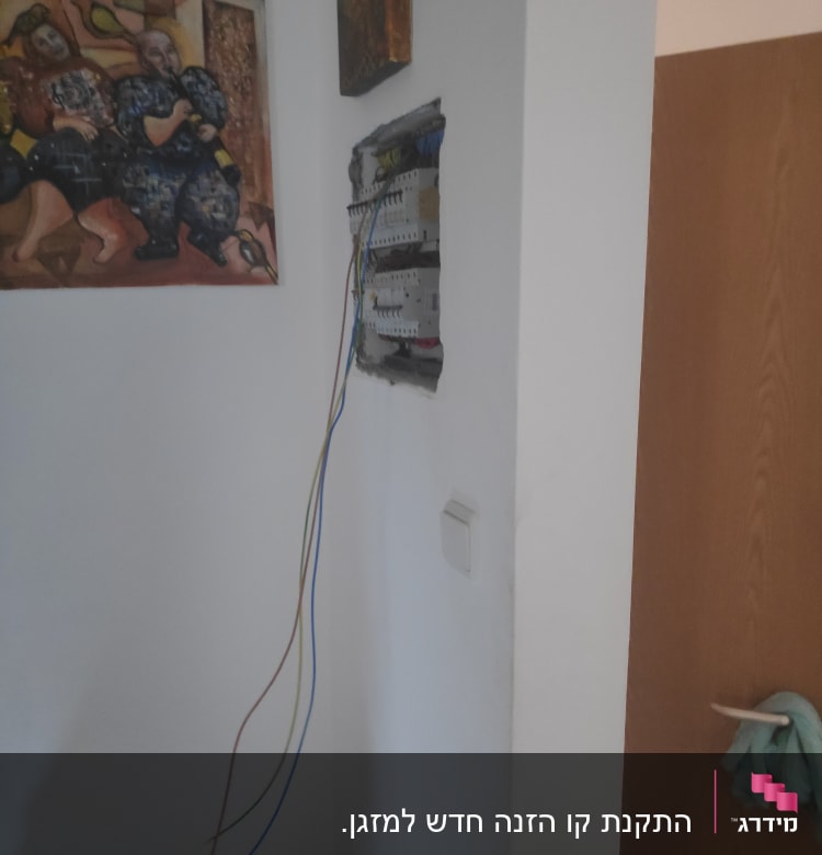 לוח חשמל פתוח עם חוטים צבעוניים חשופים